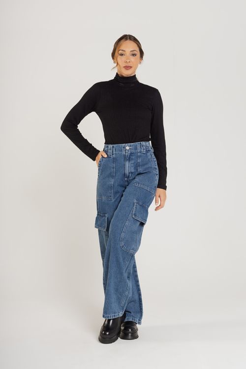 Blusa Manga Longa Feminina (Preto) Just Basic