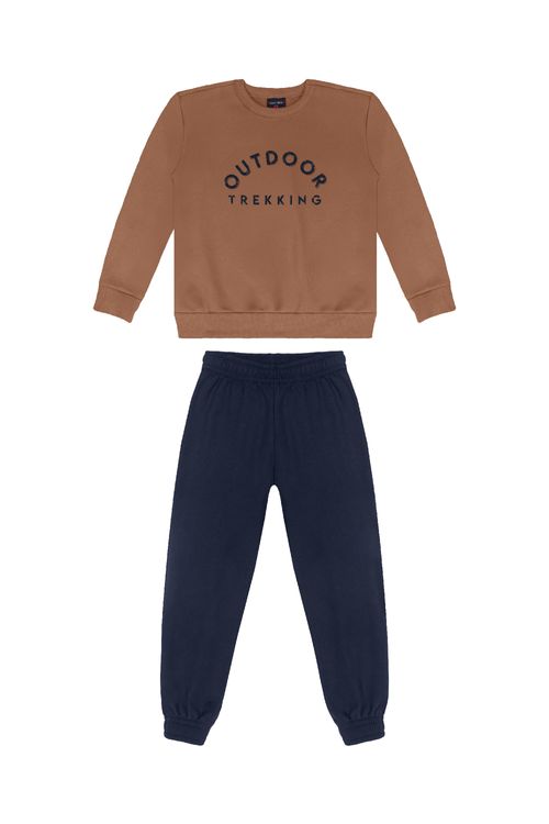 Conjunto Infantil Masculino em Moletom Felpado (Marrom) Guloseima
