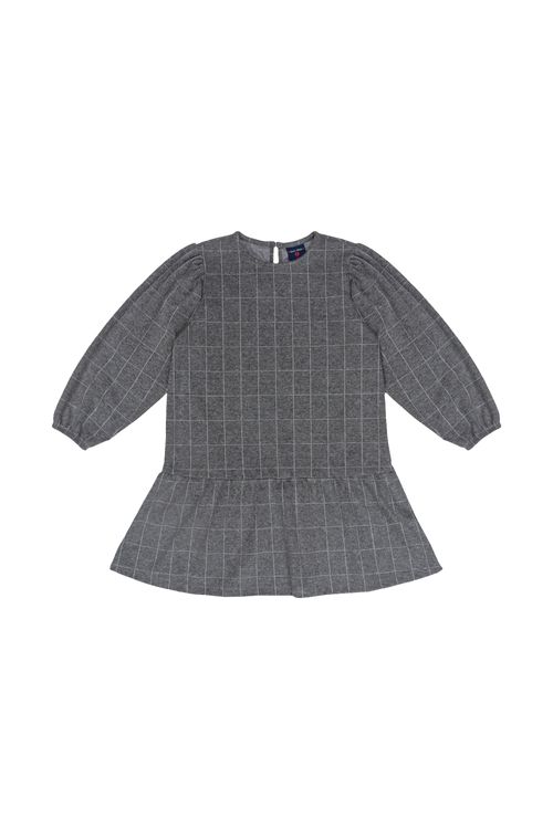 Vestido Infantil em Jacquard Xadrez (Cinza) Guloseima