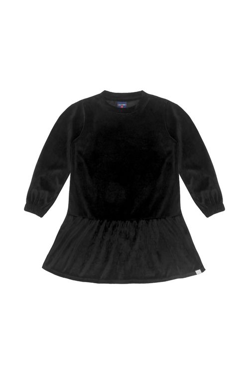 Vestido Infantil em Veludo Plush (Preto) Guloseima