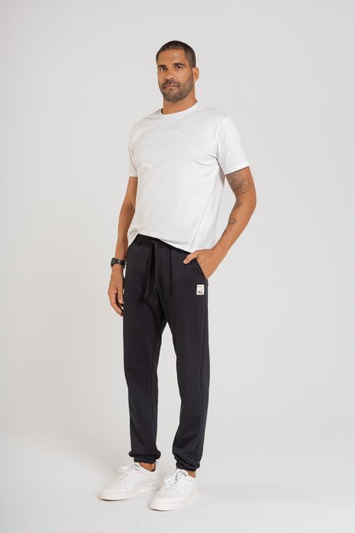 Calça Básica Masculina em Moletom Sem Felpa (Preto) The Philippines