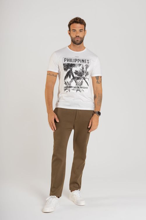 T-Shirt Masculina de Manga Curta (Branco) The Philippines