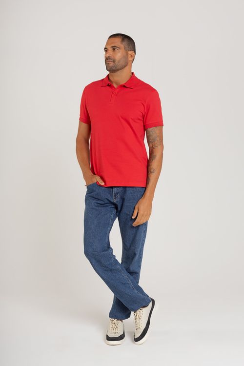 Camisa Polo Masculina em Piquet (Vermelho) Just Basic