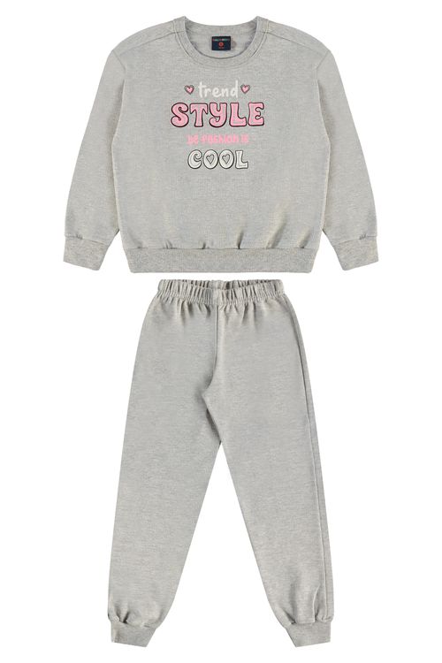 Conjunto Infantil Feminino com Blusão e Calça (Cinza) Guloseima