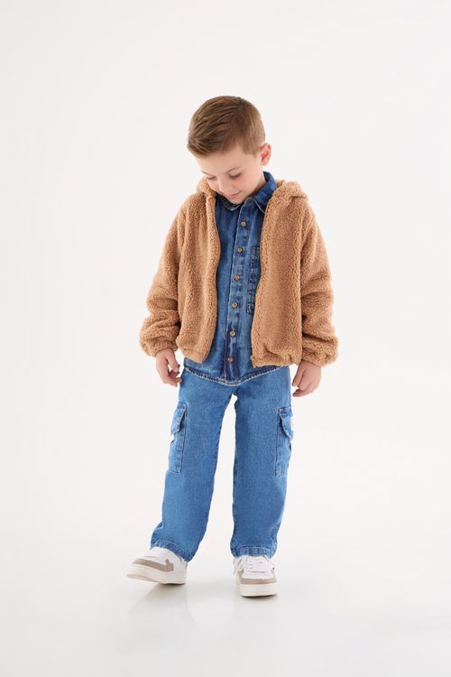 Jaqueta em Material Sintético Infantil Unissex (Marrom) Up Baby