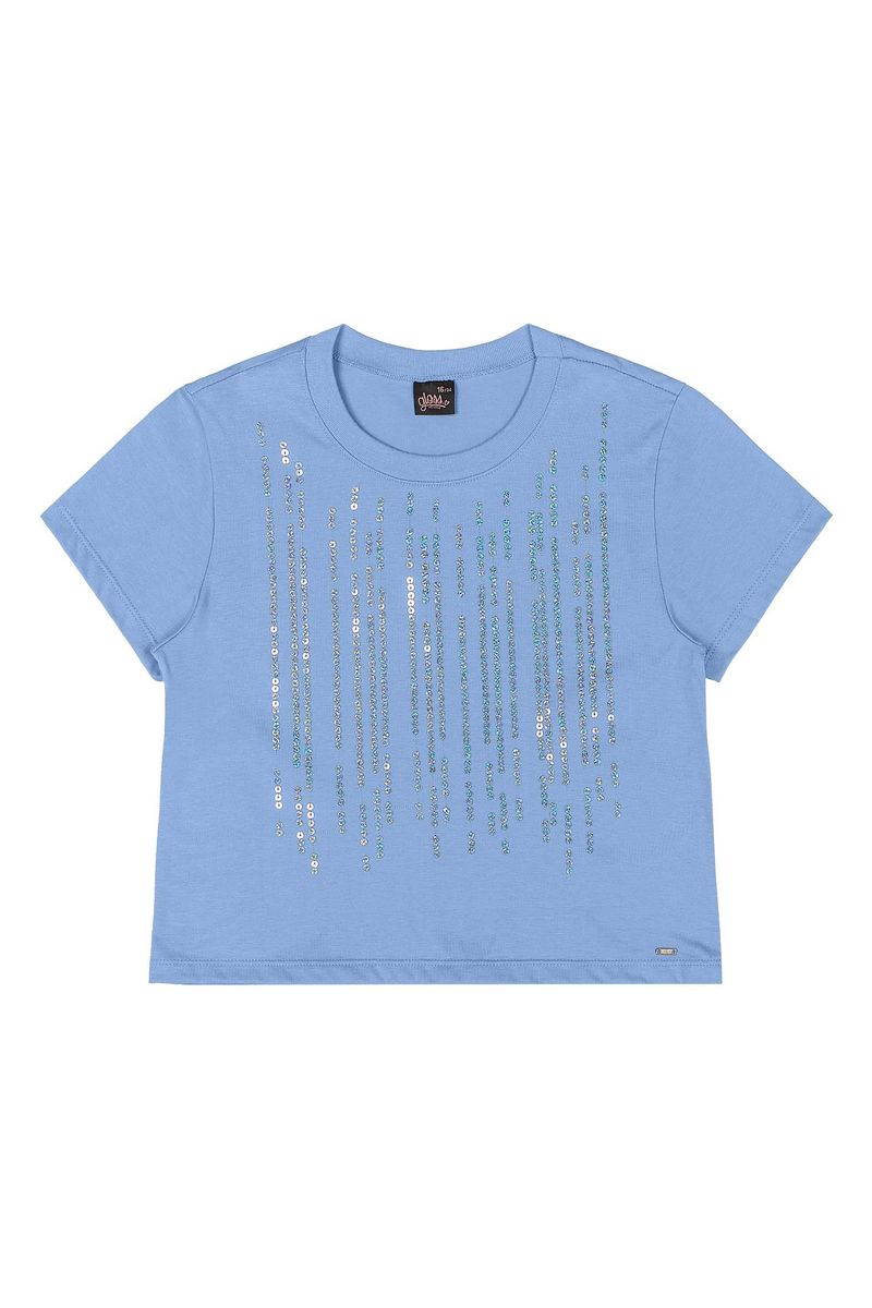 Blusa com Paetê Juvenil (Azul) Gloss