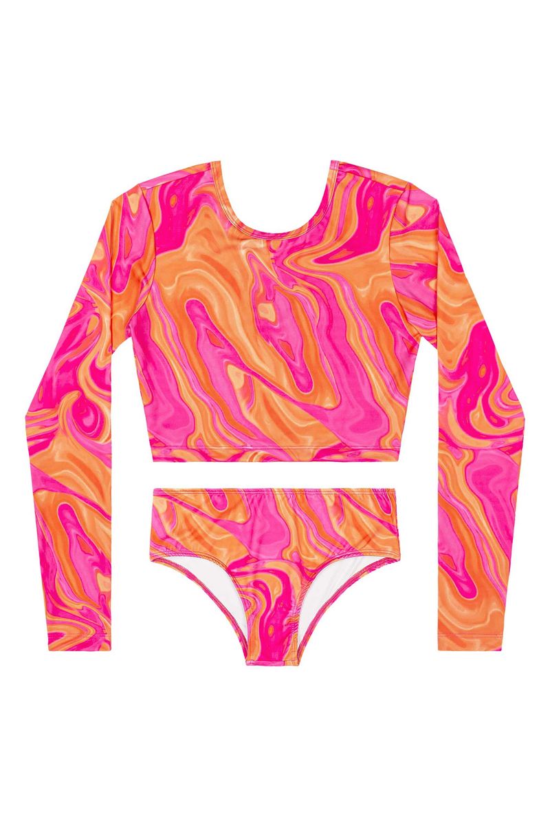 Conjunto de Biquíni Juvenil em Malha FPS +50 (Laranja) Gloss