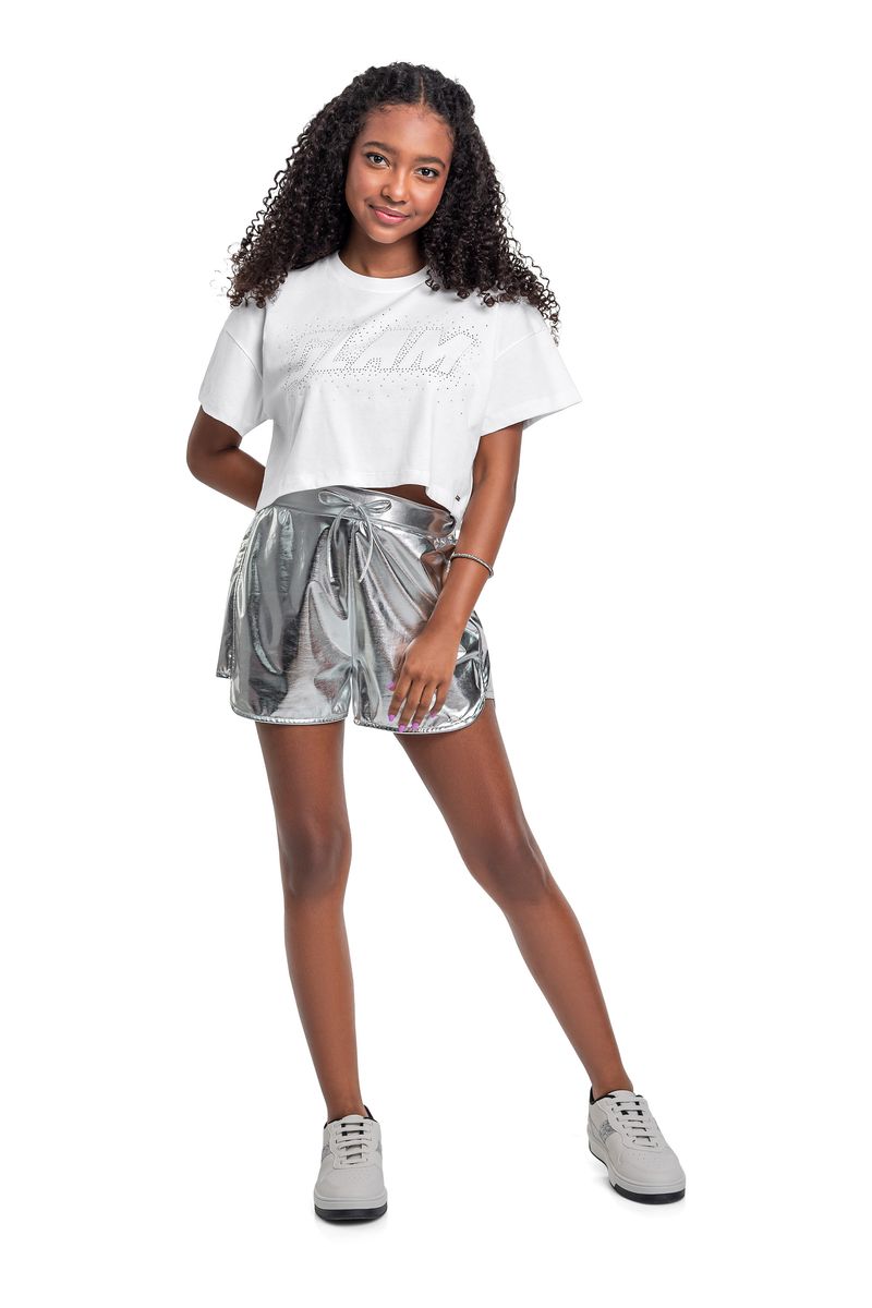 Short Juvenil em Malha Cirrê (Cinza) Gloss