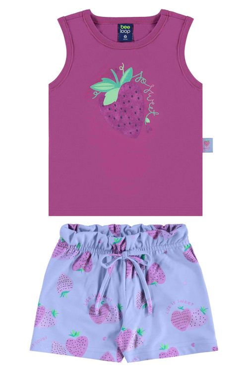Conjunto Infantil Morangos para Menina (Roxo) Bee Loop