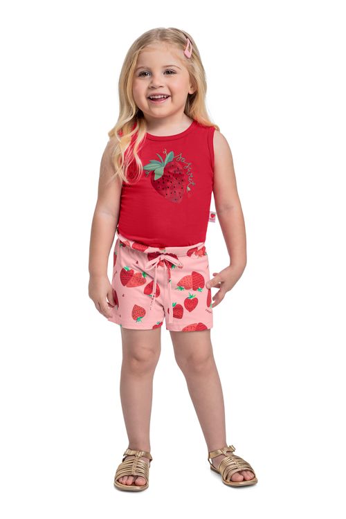 Conjunto Infantil Morangos para Menina (Vermelho) Bee Loop