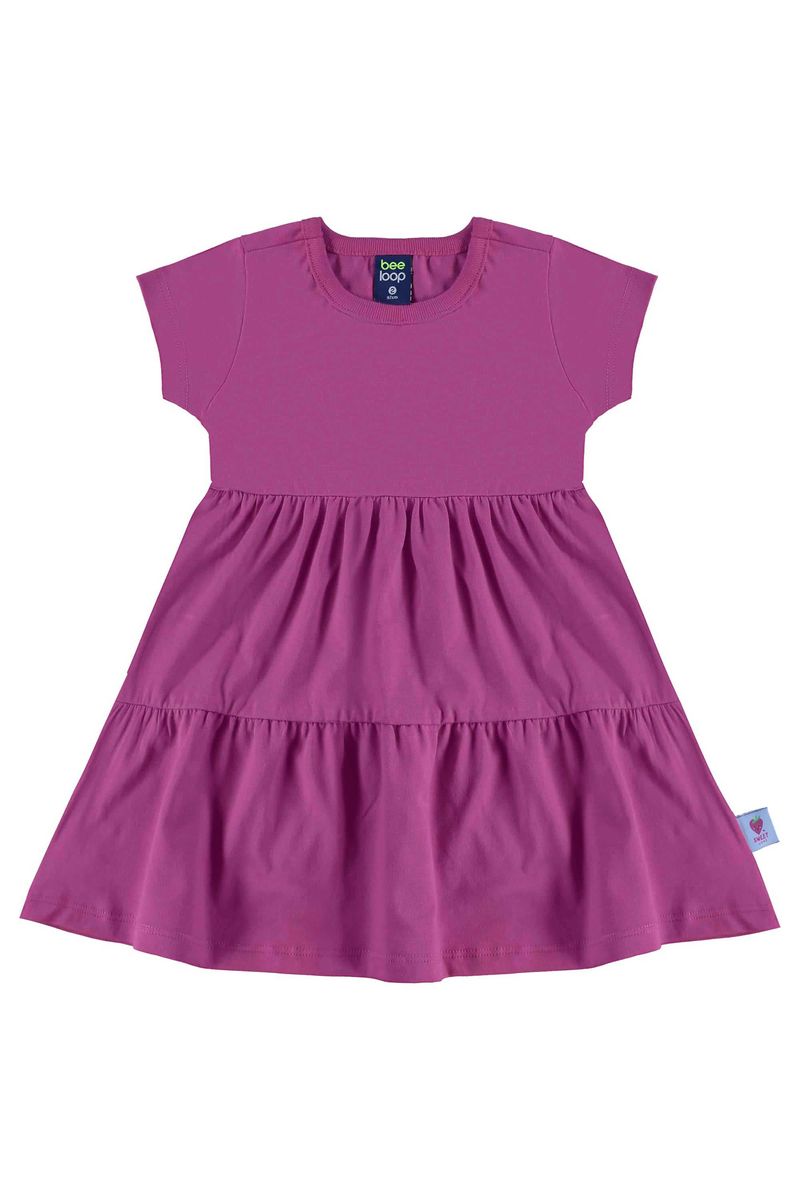 Vestido-infantil-para-menina-com-recortes-franzidos-e-estampa-lisa.