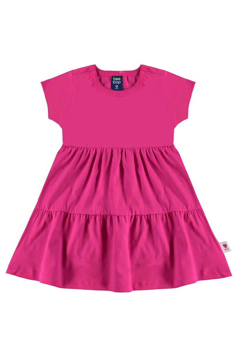 Vestido-infantil-para-menina-com-recortes-franzidos-e-estampa-lisa.