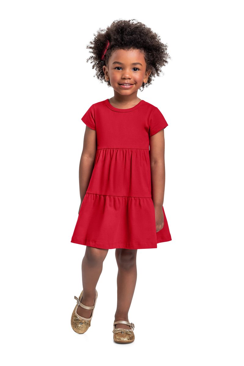 Vestido em Meia Malha para Menina (Vermelho) Bee Loop