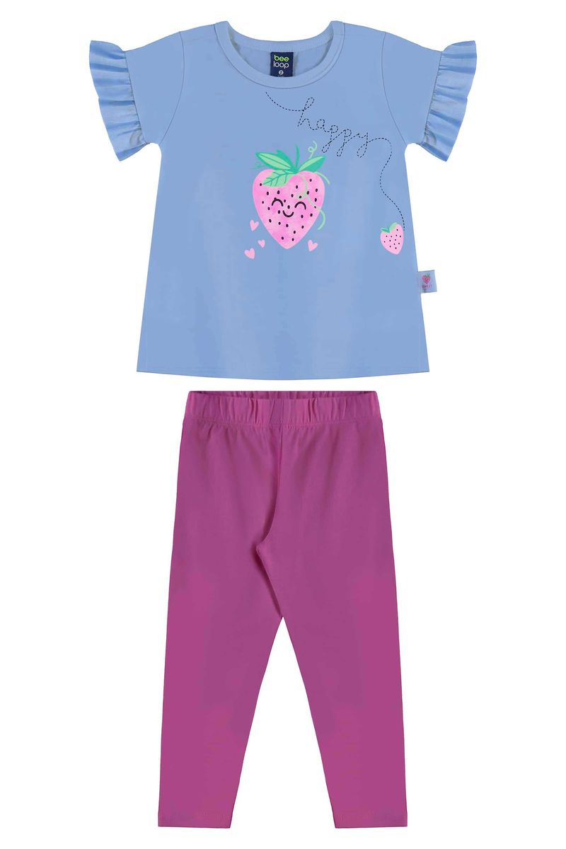 Conjunto com Blusa e Legging para Menina (Azul) Bee Loop