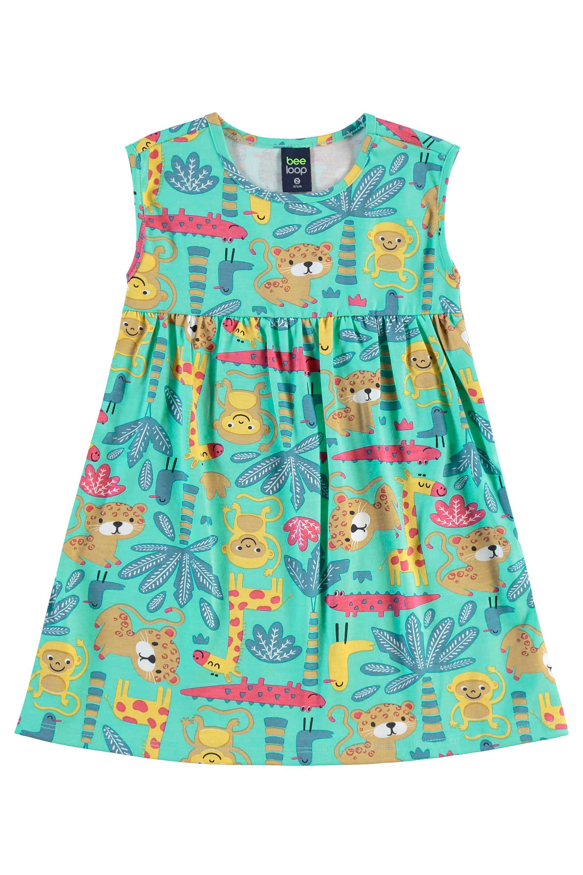 Vestido Estampado para Menina (Azul) Bee Loop