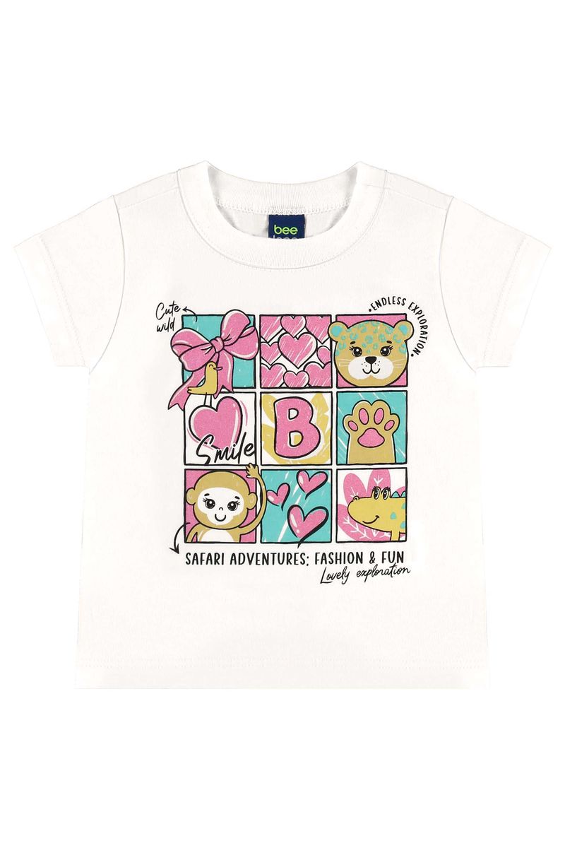 Conjunto com Blusa e Short para Menina (Off White) Bee Loop