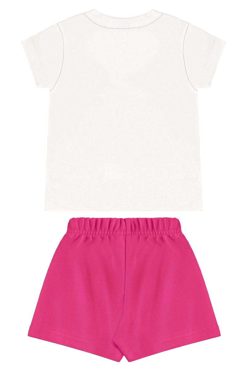 Conjunto com Blusa e Short para Menina (Off White) Bee Loop