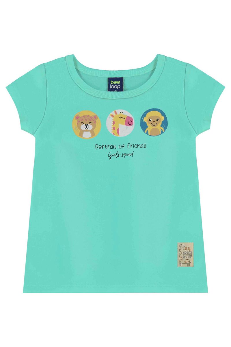 Conjunto com Blusa Estampada e Legging para Menina (Verde) Bee Loop