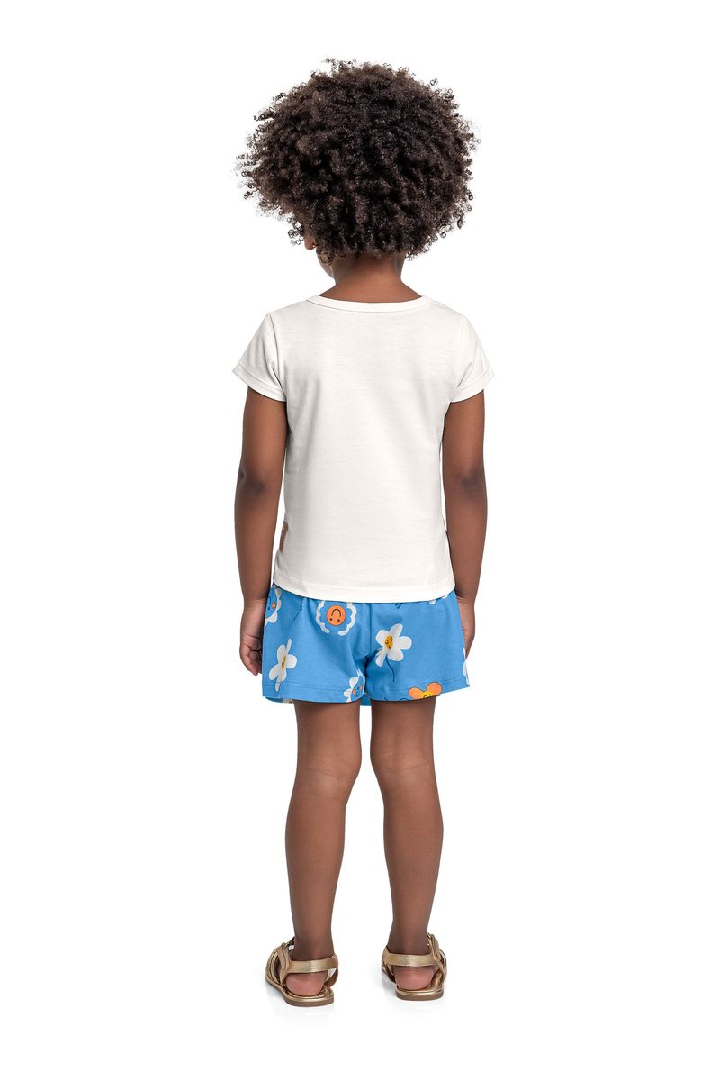 Conjunto com Blusa e Short-Saia para Menina (Off White) Bee Loop