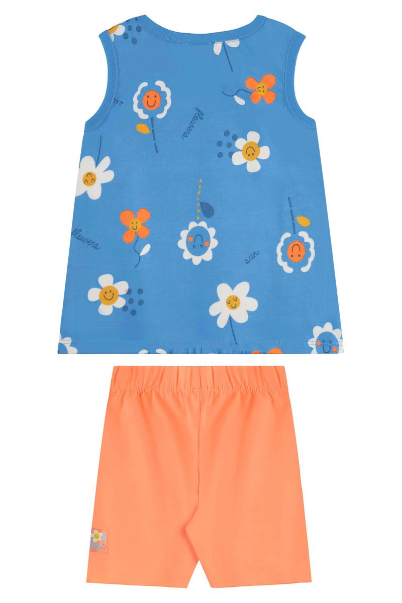 Conjunto com Regata e Bermuda Ciclista para Menina (Azul) Bee Loop