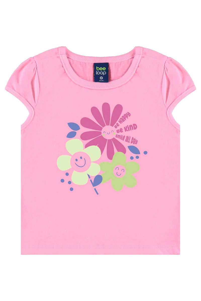Conjunto com Blusa de Florezinhas e Short para Menina (Rosa) Bee Loop