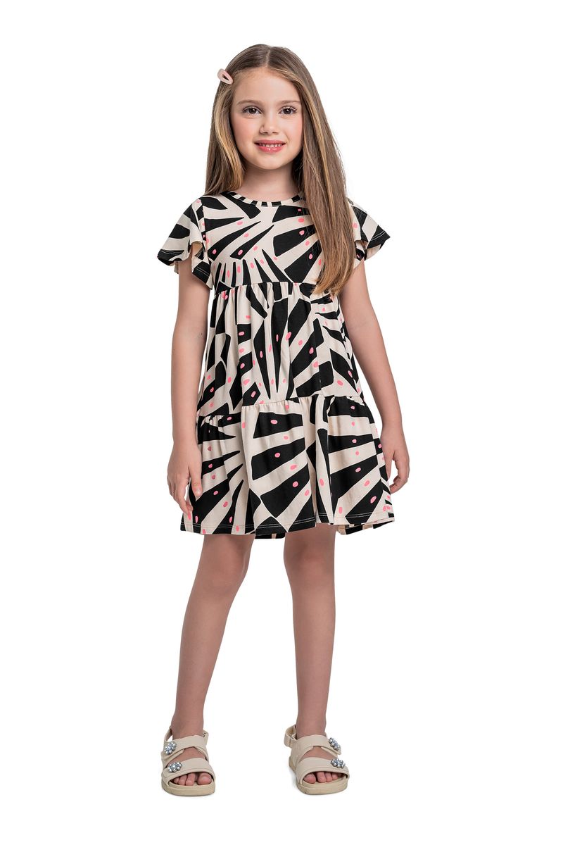 Vestido-infantil-para-menina-com-recortes-franzidos-e-estampa-de-listras.