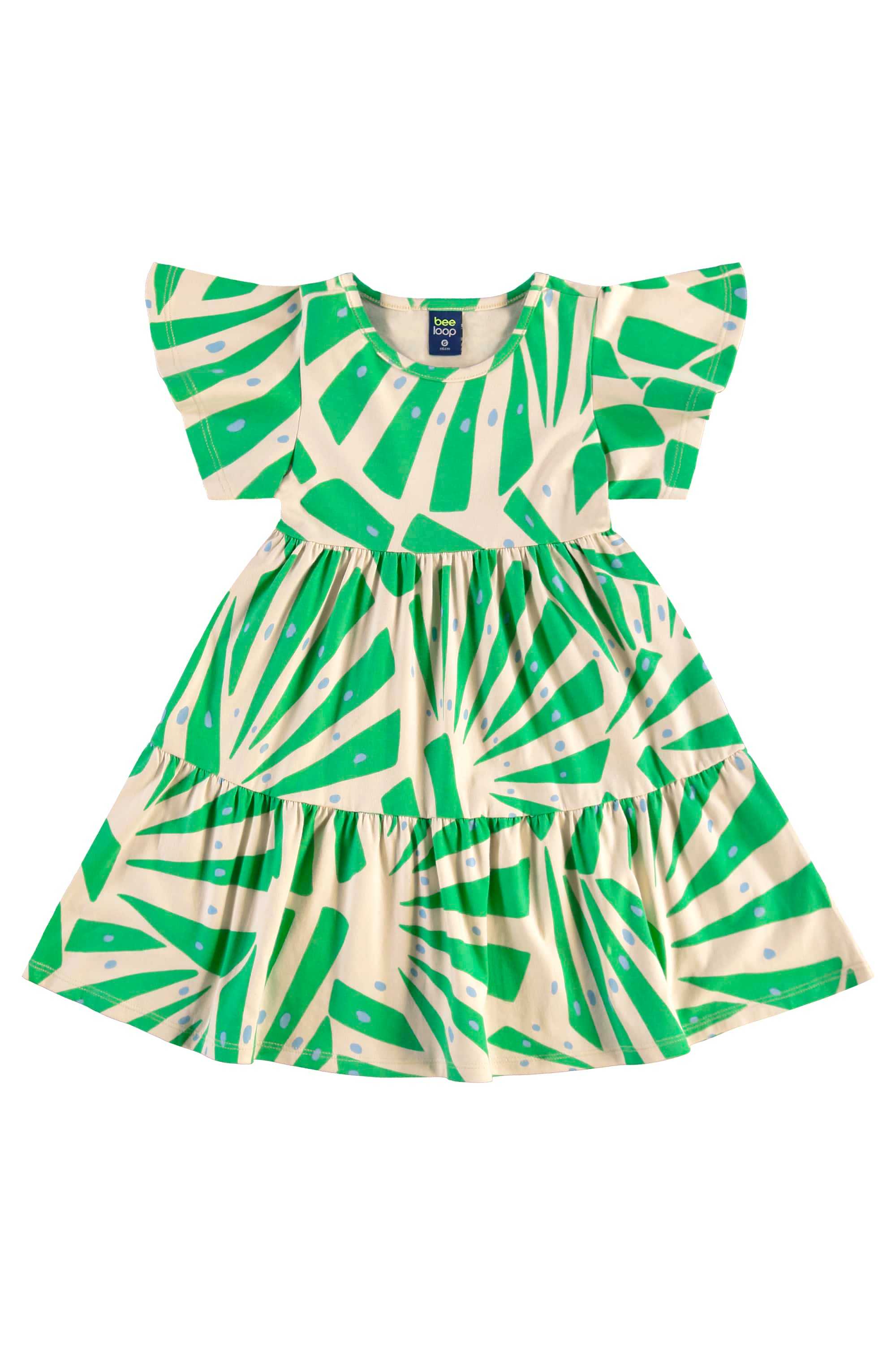 Vestido em Cotton para Menina (Verde) Bee Loop