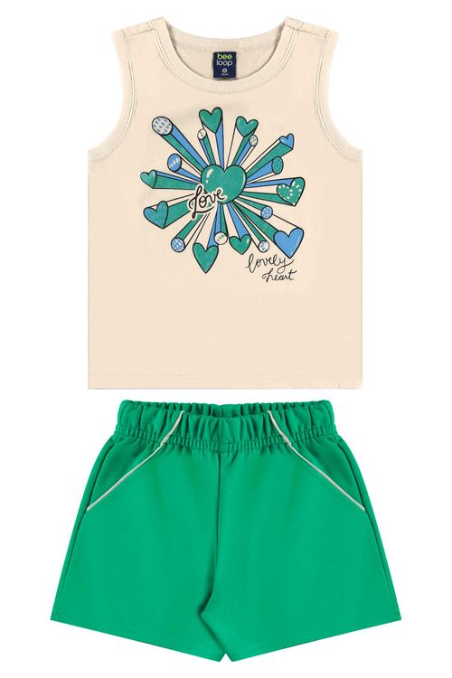 Conjunto com Regata e Short para Menina (Bege) Bee Loop