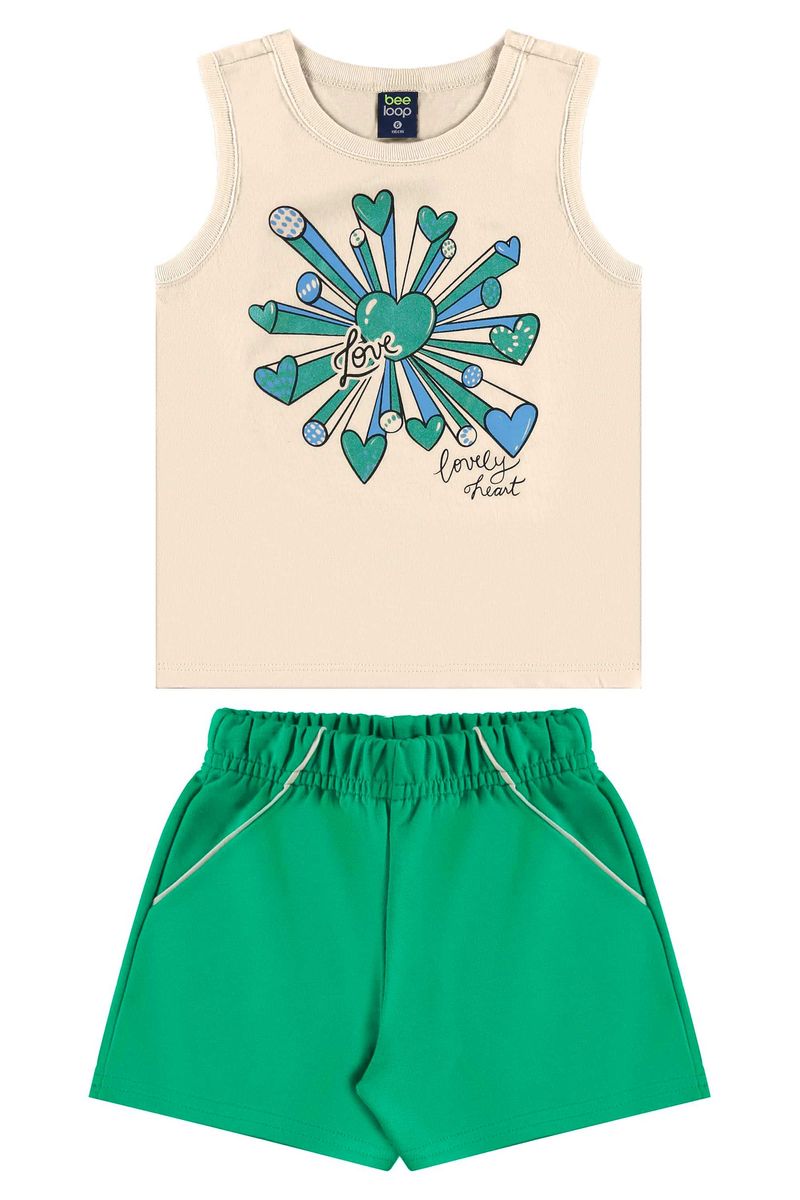Conjunto com Regata e Short para Menina (Bege) Bee Loop