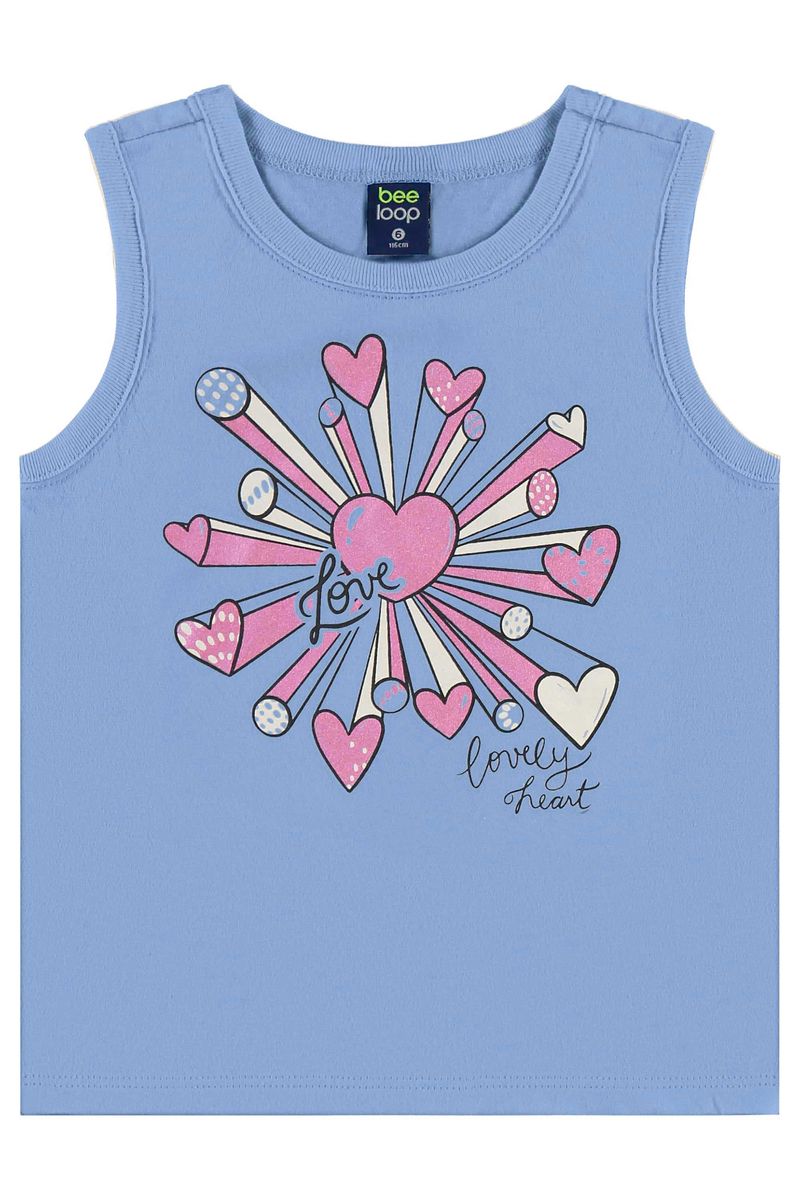 Conjunto com Regata e Short para Menina (Azul) Bee Loop