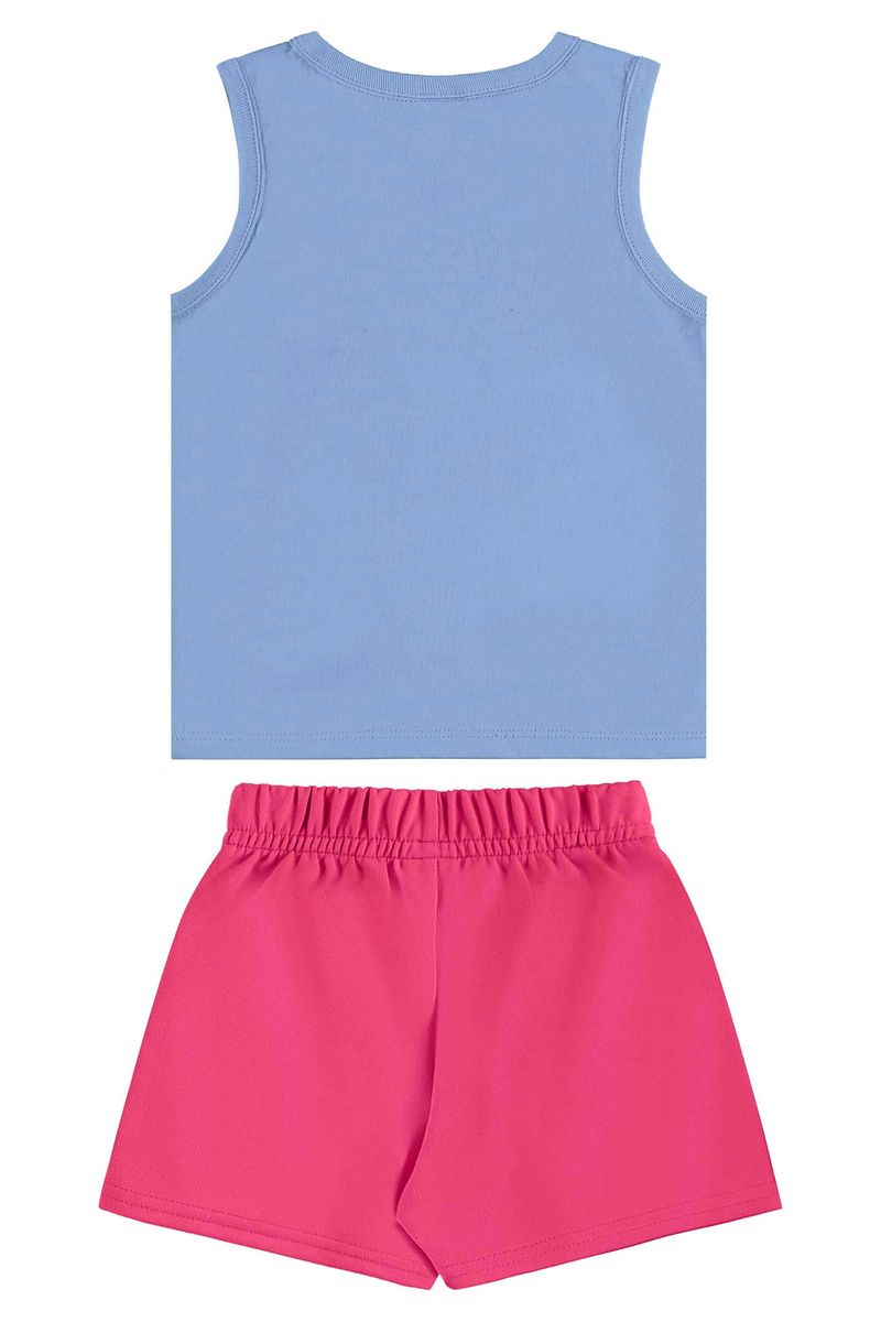 Conjunto com Regata e Short para Menina (Azul) Bee Loop