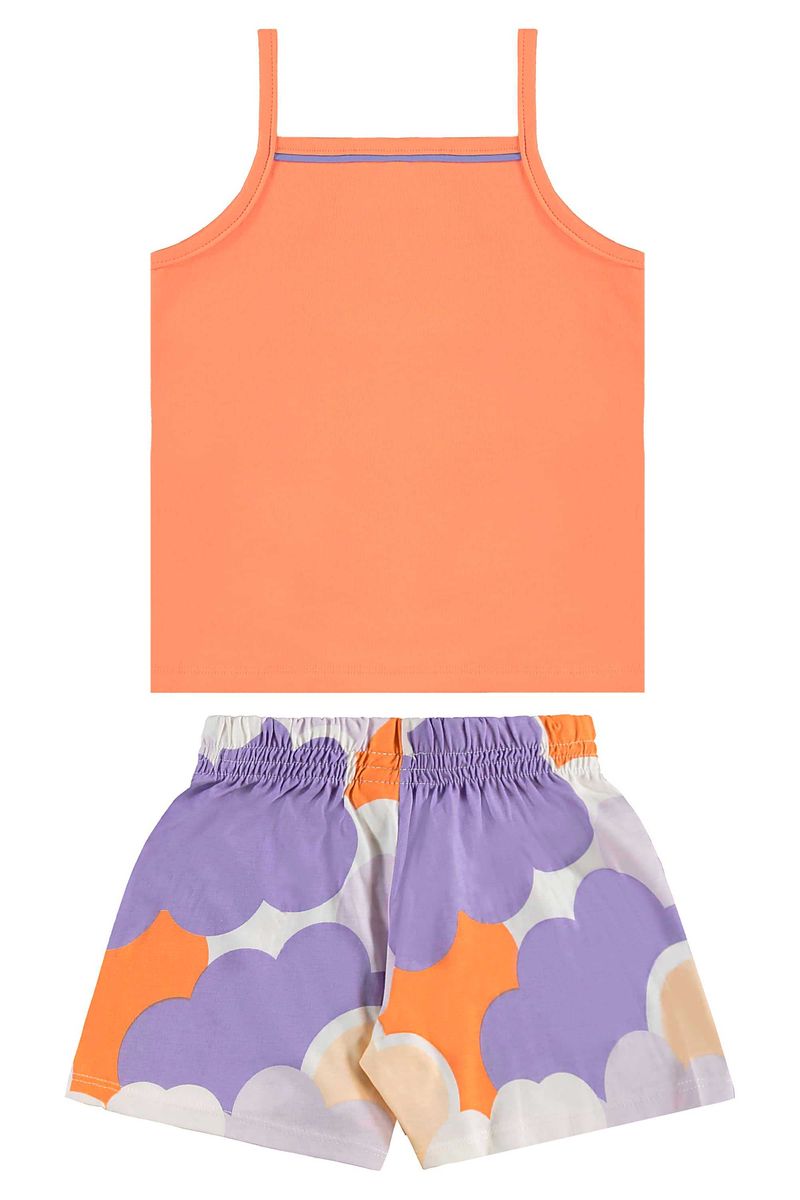 Conjunto com Regata e Short Estampado para Menina (Laranja) Bee Loop
