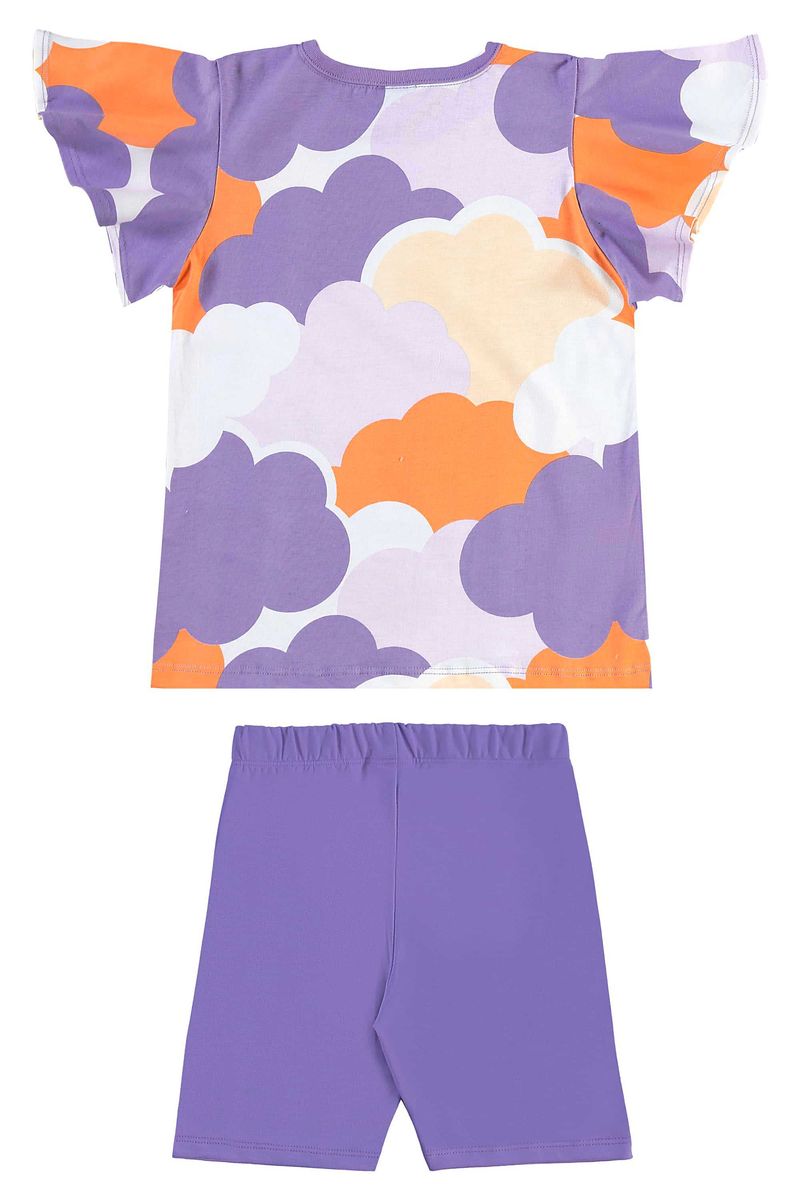 Conjunto com Blusa e Bermuda Ciclista para Menina (Roxo) Bee Loop