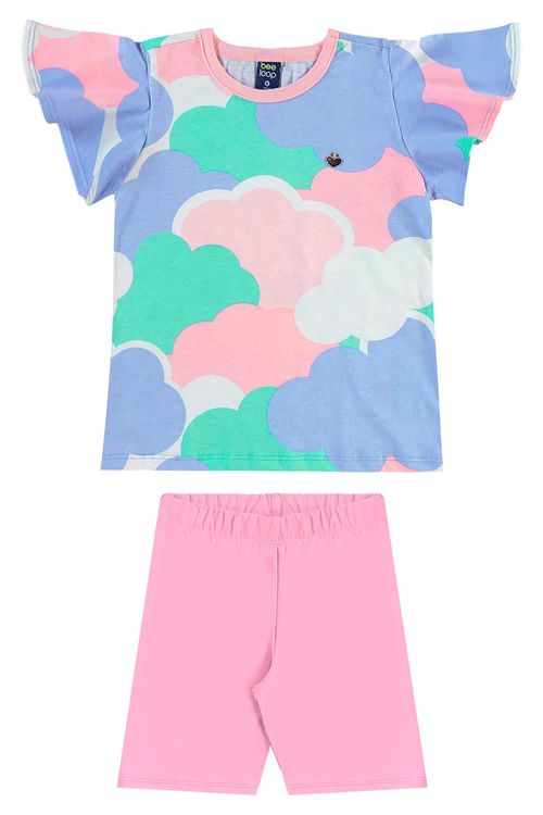 Conjunto com Blusa e Bermuda Ciclista para Menina (Rosa) Bee Loop