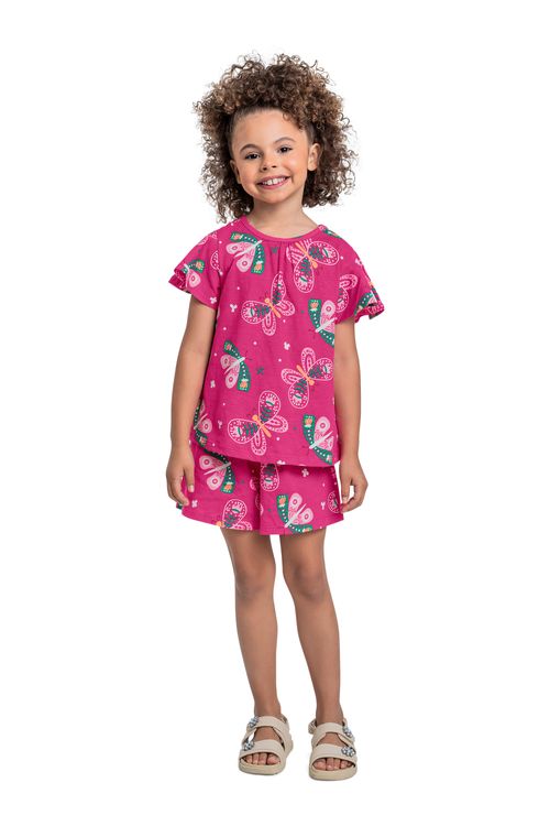 Conjunto de Borboletas com Bata e Short para Menina (Rosa) Bee Loop