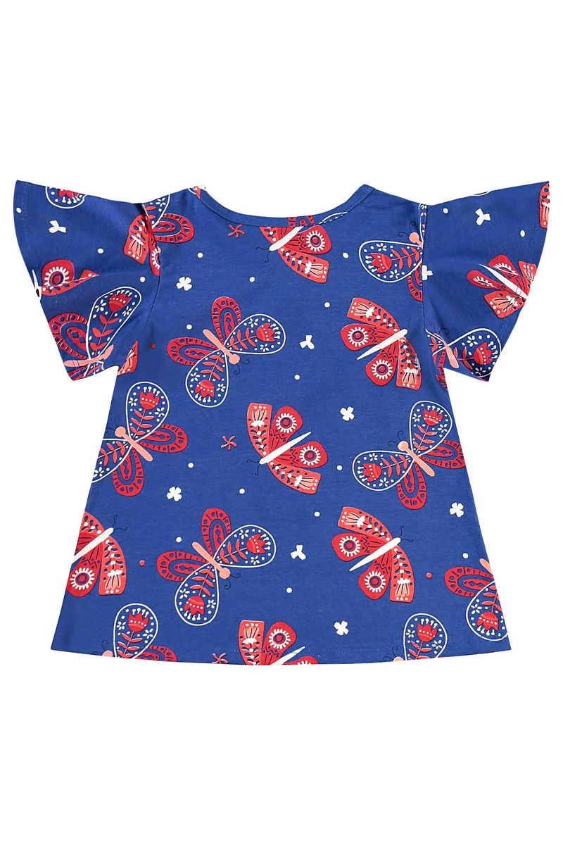 Conjunto de Borboletas com Bata e Short para Menina (Azul Marinho) Bee Loop