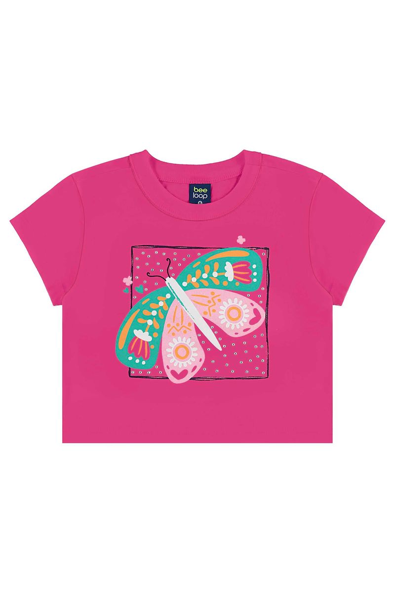 Conjunto com Cropped e Short-Saia para Menina (Rosa) Bee Loop