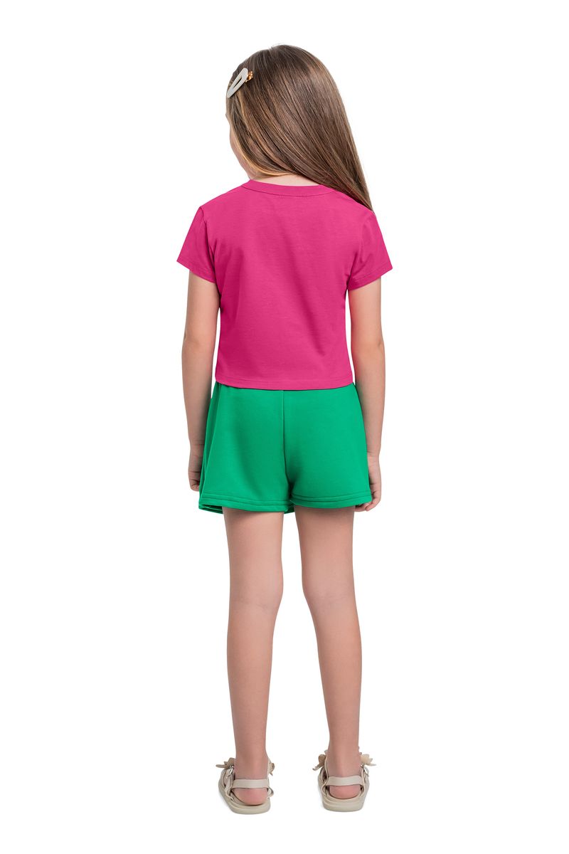 Conjunto com Cropped e Short-Saia para Menina (Rosa) Bee Loop