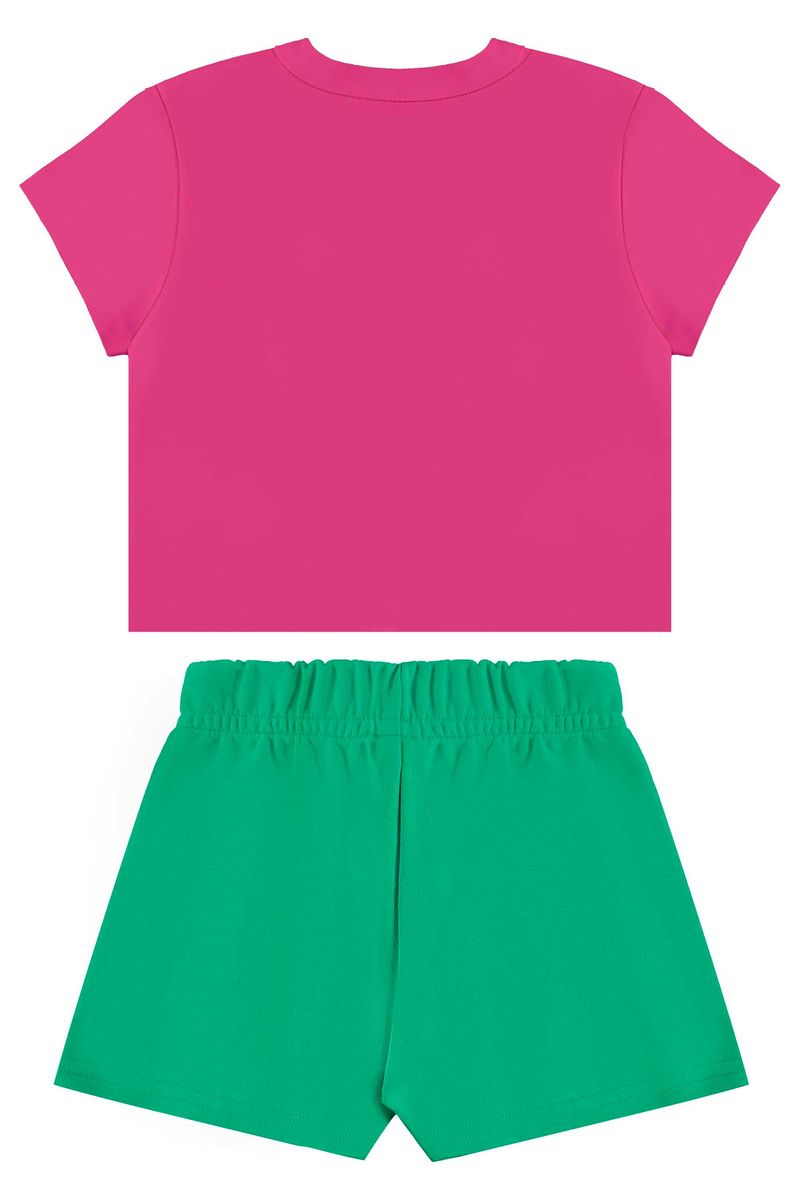Conjunto com Cropped e Short-Saia para Menina (Rosa) Bee Loop