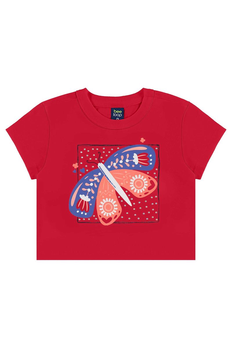 Conjunto com Cropped e Short-Saia para Menina (Vermelho) Bee Loop