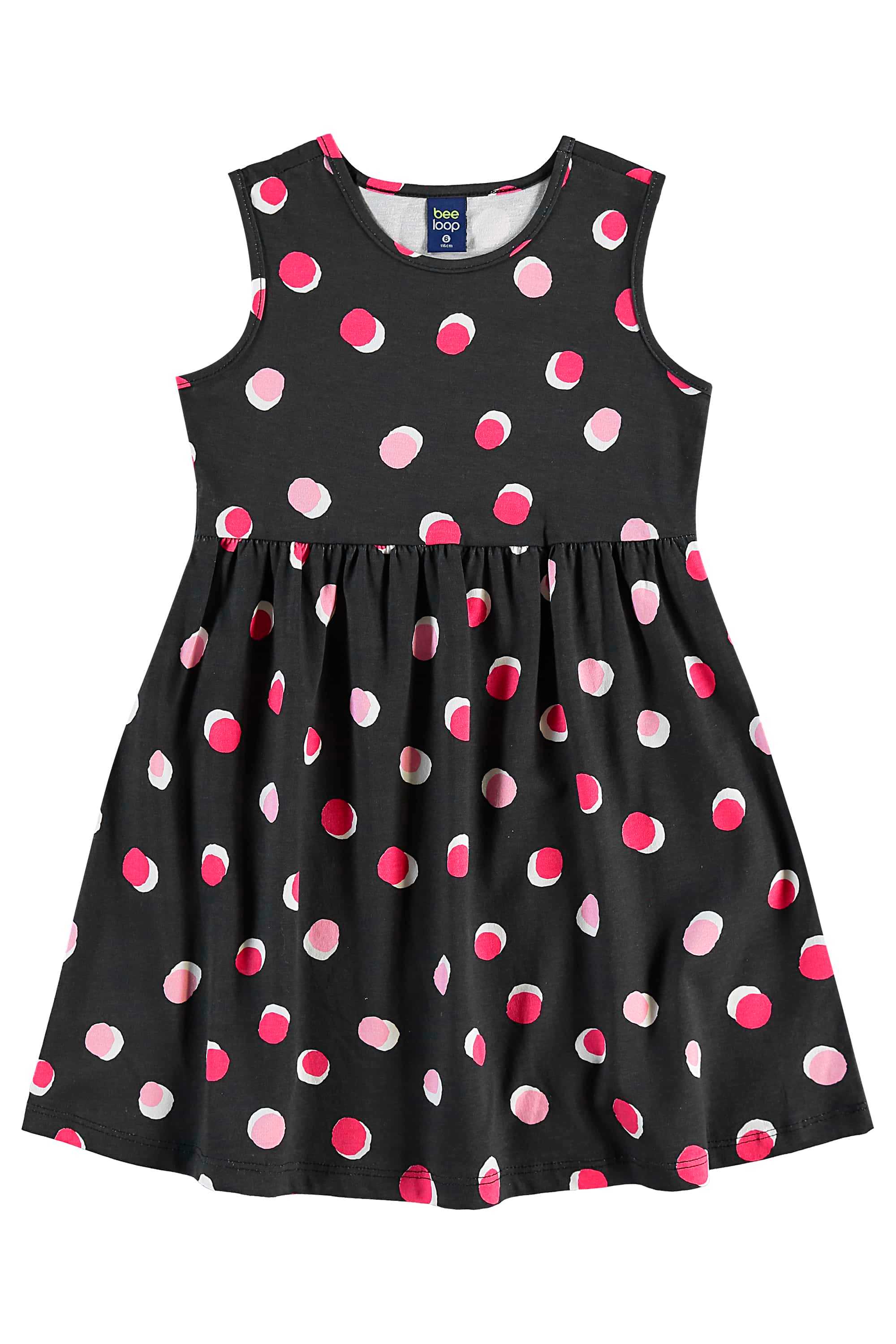 Vestido de Bolinhas para Menina (Preto) Bee Loop