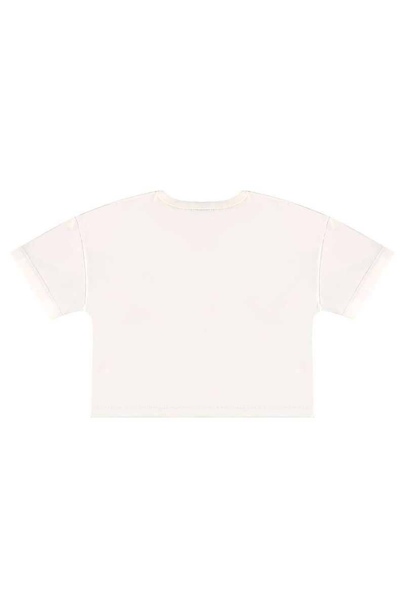 Conjunto com Cropped e Short-Saia de Bolinhas para Menina (Off White) Bee Loop