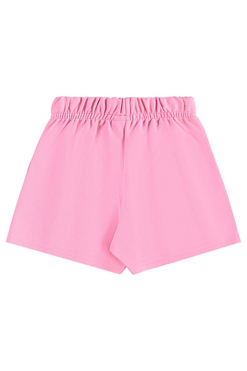 Conjunto-infantil-para-menina-com-blusa-com-estampa-floral-e-short-saia-com-elastico-na-cintura-laco-decorativo-e-estampa-lisa.