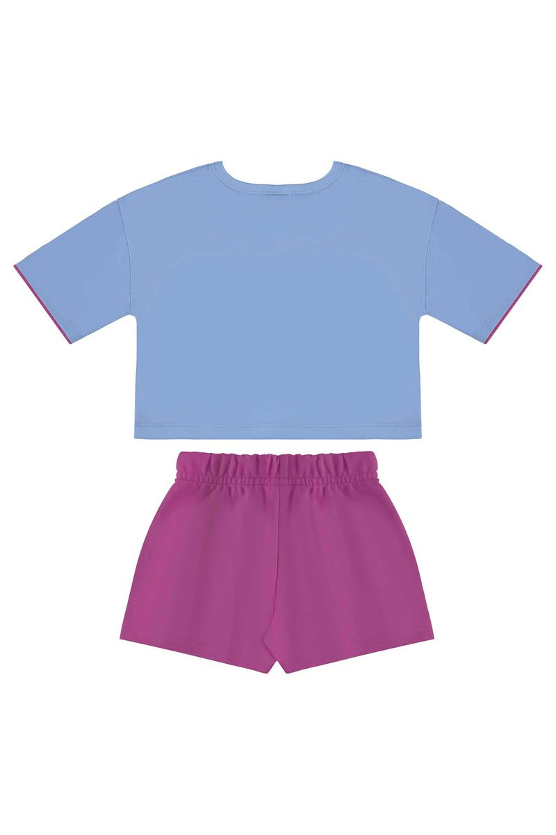 Conjunto com Blusa e Short para Menina (Azul) Bee Loop