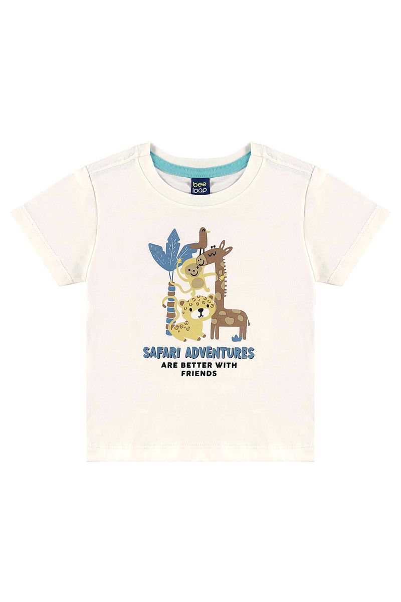 Conjunto de Bichinhos com Camiseta e Bermuda para Menino (Off White) Bee Loop