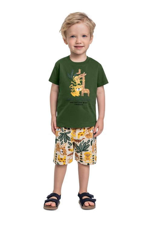 Conjunto de Bichinhos com Camiseta e Bermuda para Menino (Verde) Bee Loop