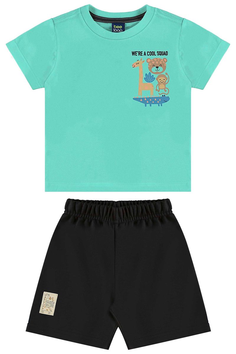 Conjunto de Bichinhos com Camiseta e Bermuda para Menino (Verde) Bee Loop