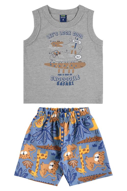 Conjunto de Bichinhos com Regata e Bermuda para Menino (Cinza) Bee Loop