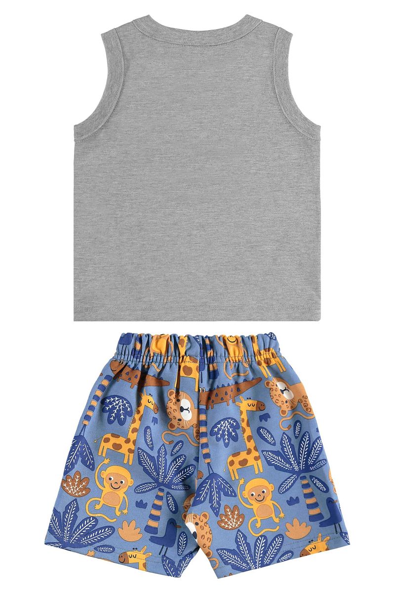 Conjunto de Bichinhos com Regata e Bermuda para Menino (Cinza) Bee Loop