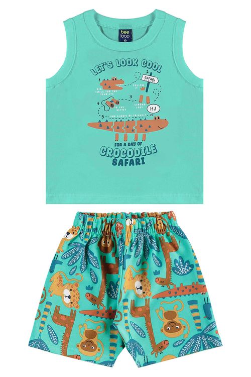 Conjunto de Bichinhos com Regata e Bermuda para Menino (Verde) Bee Loop